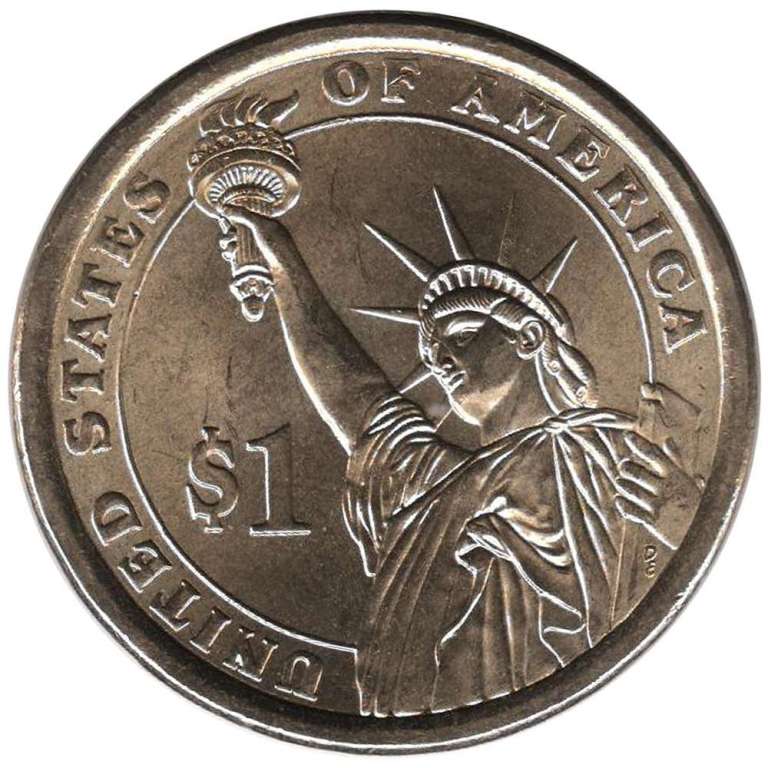 (08d) Монета США 2008 год 1 доллар &quot;Мартин Ван Бюрен&quot;  Вариант №2 Латунь  COLOR. Цветная
